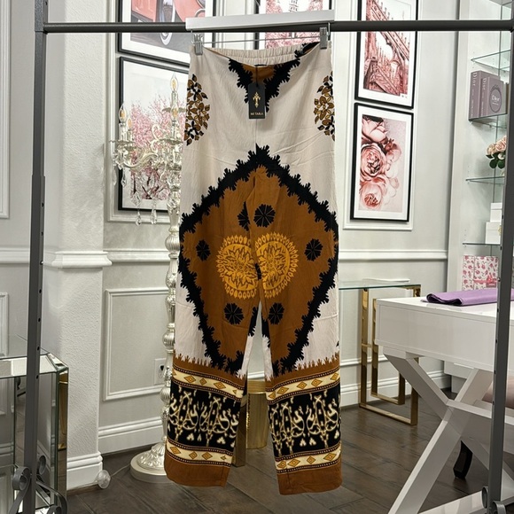 NWT MITARA HIGH WAIST WIDE LEG PRINTED LINEN PANTS SIZE M - Picture 14 of 16